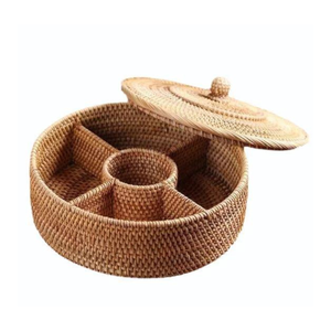 Venta al por mayor cesta organizadora de mimbre redonda cesta de almacenamiento natural de utensilios cesta de mimbre ecológica hecha en Vietnam - Product Image 6