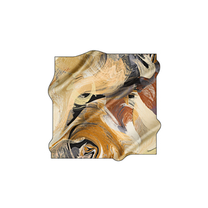 Beige Abstract Pattern Square Scarf in Silk Twill - Product Image 1