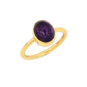 Handmade 92.5 <b>Sterling</b> <b>Silver</b> Fine <b>Ring</b> Dainty Vintage Style with Natural Amethyst Gemstone Bezel <b>Set</b> for Gift - Product Image 2