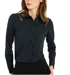 Effen Zwarte Kleur Slanke Pasvorm Overhemden Met Volledige Mouwen En Populaire Zakelijke Werkoverhemden Met Aangepast Logo Ademend