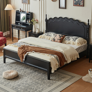 Traditional Solid Mahogany Sleigh <b>Bed</b> <b>Queen</b> <b>Size</b> Hand Carved Wood <b>Frame</b> Bedroom Furniture - Product Image 4
