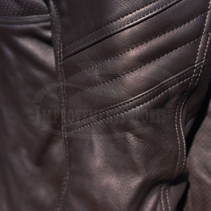 Blouson de moto en cuir pour homme, coupe ajustée, avec fermeture éclair intégrale, respirant, ignifuge, séchage rapide, options grandes tailles, marque privée - Product Image 6