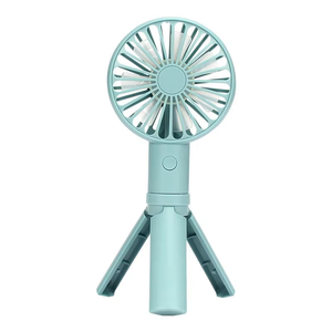 Mini ventilateur portable USB bleu en plastique, DC 5W, pliable avec support trépied, batterie rechargeable, contrôle à 3 vitesses par bouton, pour extérieur - Product Image 1