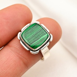 Bague de style bohème en argent faite à la main bijoux en argent sterling 925 Malachite pierres précieuses bague tendance bijoux pour femmes cadeau pour elle - Product Image 2