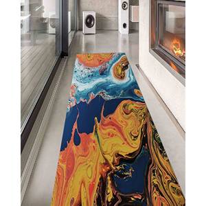 Tapis imprimé abstrait et coloré : Tapis moderne et contemporain antidérapant, tapis en velours - Product Image 4