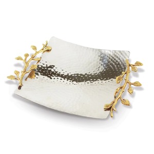 Plateau de service antique en aluminium haut de gamme avec poignée florale personnalisable cadeau de pendaison de crémaillère - Product Image 1
