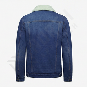 แจ็คเก็ตยีนส์ทรงบอมเบอร์ สไตล์วินเทจ สีพื้น แฟชั่นลำลอง ติดกระดุม  ไซส์ใหญ่สำหรับผู้ชาย สไตล์สตรีทแวร์สุดฮิต ขายดี - Product Image 2
