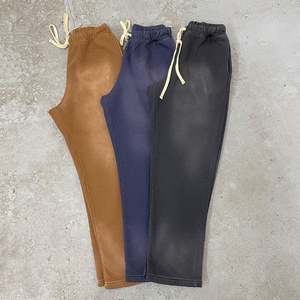 Pantalones de chándal deportivos de ajuste holgado Vintage con lavado ácido, 100% de algodón, logotipo personalizado, cintura elástica, pantalones de chándal rectos de lana pesada - Product Image 1