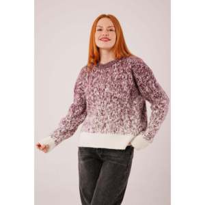 Pull tricoté bordeaux en gros avec pierres décoratives, style décontracté - Product Image 1