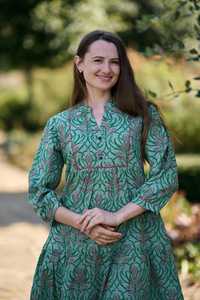 Shey Hand Block Printed Cotton Dress Boho Floral <b>Green</b> <b>Pink</b> Casual Summer Wear - Product Image 6