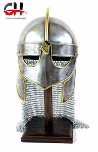 Casco de máscara medieval con cota de malla-Casco cruzado Guerrero Armadura Caballero Casco de diseñador de metal de Calvin Handicraft - Product Image 3