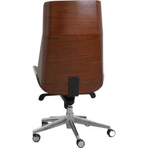 Chaise de bureau classique de style Chesterfield capitonnée, design ergonomique traditionnel, dossier en bois courbé, chaise de bureau de direction chromée, cuir PU - Product Image 6