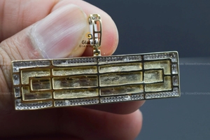 จี้เพชรโมอิสสีทอง10K สีเหลืองทองสำหรับผู้ชายสไตล์ฮิปฮอปหรูหรา VVS เพชรเจียระไนทรงกลมสำหรับปาร์ตี้ - Product Image 3