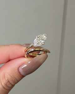 Bague en or jaune massif 14K avec diamant de laboratoire 1,51 carat taille marquise, sertie de griffes, pour mariage, fête, occasion spéciale, cadeau pour partenaire - Product Image 5