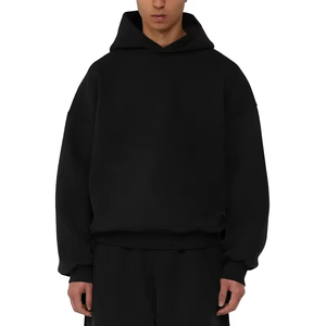 Boxy fit Hoodie Personnalisé Baggy Noir Hoodies Hommes Sweat à capuche avec strass de haute qualité streetwear Fabricants de vêtements Logo personnalisé - Product Image 3