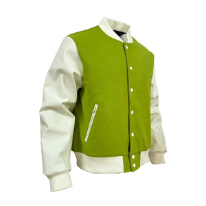 Chaqueta de béisbol Vintage para hombre, chaqueta universitaria de cuero genuino con mangas bordadas con estampado personalizado - Product Image 2