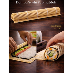 Organic Bamboo Sushi <b>Rolling</b> <b>Mat</b>-Natural Maki Roller for Healthy Sushi Making - Product Image 1