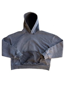 Hoodie unisexe personnalisé épais, coupe oversize, délavé à l'acide, effet vieilli vintage, en molleton bouclette, style streetwear, effet soleil délavé, déchiré et court - Product Image 2