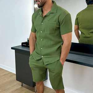 Conjunto de camiseta y pantalones cortos de 2 piezas para hombre, ropa de calle lavada y desgastada, conjunto de verano personalizado de alta calidad para hombre - Product Image 6