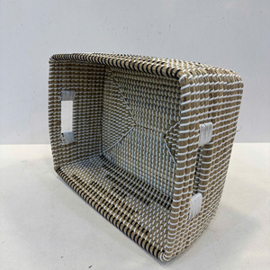 Panier rectangulaire de luxe en jonc de mer avec ficelle en PP - Solution de rangement multifonctionnelle et écologique - Product Image 4