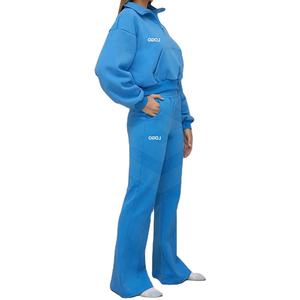 Ensemble de survêtement pour femmes avec fermeture éclair et pantalon à volants, ensemble 2 pièces, designs de survêtements de jogging pour femmes - Product Image 2