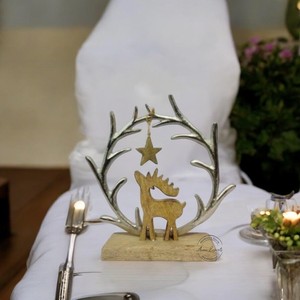 Escultura de reno de Navidad chapada en plata de metal y madera de alta calidad para decoración navideña - Product Image 4