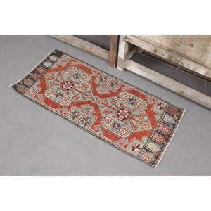 0.1x3.2 ft Rug, <b>Runner</b> Turkish Rug, <b>Red</b> Floral Rug - Product Image 2