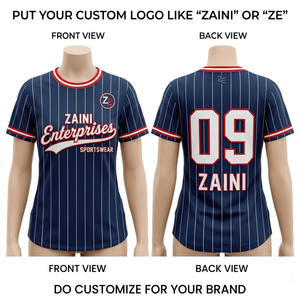 เสื้อเบสบอลผ้าโพลีเอสเตอร์อินเตอร์ล็อคระบายอากาศได้ดี 180 GSM สีขาวลายเส้นพินสไตรป์ พิมพ์โลโก้ตามสั่ง ชื่อผู้เล่น แขนสั้น สำหรับผู้ใหญ่ทุกเพศ - Product Image 1
