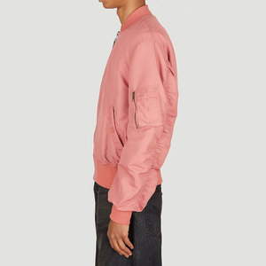 Blouson aviateur zippé de luxe pour homme, tissu de haute qualité, couleur unie violet, vêtement d'extérieur d'hiver avec col montant, blouson aviateur pour homme OEM - Product Image 2