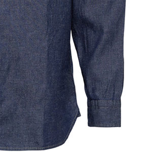 Chemise en denim unie teinte unie respirante à manches longues boutonnée Chemise en denim durable confortable décontractée - Product Image 3