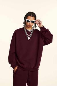 Pull col rond en molleton 100% coton de luxe Streetwear logo imprimé personnalisé mode pull uni surdimensionné sweats épais - Product Image 4