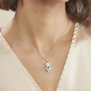 Collier pendentif chat souriant en argent sterling bicolore Jeulia - Product Image 6