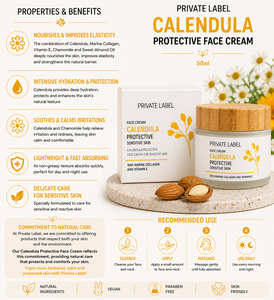 Crema Facial de Caléndula de Marca Privada 50ml OEM |   Crema Calmante para Piel Sensible |   Hidratante y Protector |   España UE - Product Image 3