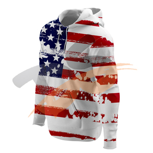 Sudaderas con capucha transpirables de sublimación con estampado 3D de bandera americana para hombre - Product Image 4