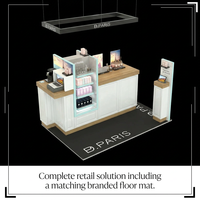 Kiosque de luxe brillant pour parfums avec enseigne lumineuse LED suspendue, comptoir d'exposition personnalisé pour centre commercial pour la vente au détail de marques de parfums et cosmétiques