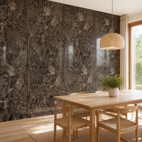 Panneau mural en PVC en marbre brun breccia, imperméable, revêtement décoratif intérieur