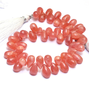 Rhodochrosite Gemstone 5x10mm Lisse Larme Briolette Perle Naturel Rhodocrosite Semi Précieuse Pierres Précieuses Goutte Perles Pour Bijoux - Product Image 1