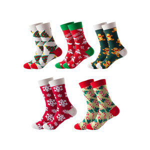 Calcetines de Invierno para Adultos con Diseño de Árbol de Navidad, Blancos, Rojos y Verdes, Tejido Jacquard, Transpirables y Casuales - Product Image 5