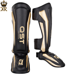 Protège-tibia en cuir véritable pour jumeaux Kick Boxing Training Protège-tibias professionnels de haute qualité personnalisés en gros - Product Image 1