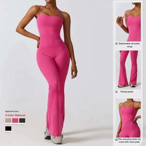 Mono Deportivo de Gimnasio Personalizado de Poliéster y Elastano, Sin Costuras, Espalda Descubierta, Sin Mangas, Cuello Halter, Elástico, para Fitness y Yoga - Product Image 2