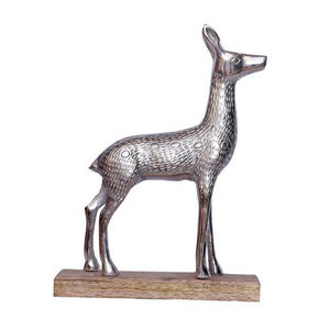 Base en bois finition argent cerf en aluminium fait main Table de Noël Cadeaux décoratifs Métal Cerf Chambre Table décorative - Product Image 3