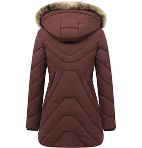 Chaqueta Acolchada Holgada de Invierno para Mujer, Cuello Alto, con Capucha, Secado Rápido, Transpirable, Tejido Liso Teñido - Product Image 3