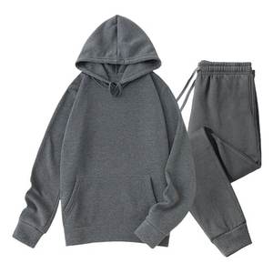 Survêtements pour hommes 2 pièces sweats à capuche doublés en polaire de coton ensembles de survêtements légers et décontractés à manches longues - Product Image 1
