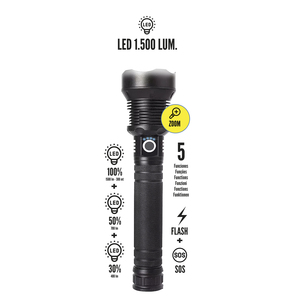 Torcia LED in Alluminio Ricaricabile 1500 Lumen - Product Image 4