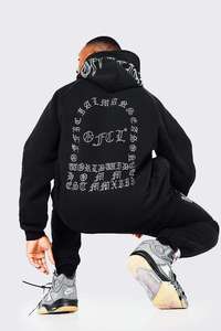 Ensemble sweat-shirt et pantalon de survêtement personnalisé avec logo en strass, vêtements OEM pour hommes, respirant, séchage rapide, ensemble de survêtement 2 pièces pour hommes - Product Image 3