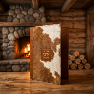 Carpeta de Menú Rectangular de Cuero Vacuno de Lujo con Logotipo Personalizado - Cubierta 100% Hecha a Mano con Pelo de Vaca, Diseño Contemporáneo y Duradero - Product Image 4