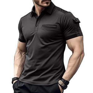 Camiseta de manga corta informal de moda de oficina de verano para hombre, camiseta transpirable con cuello transpirable de lona de algodón 100% - Product Image 6