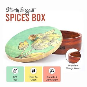 กล่องใส่เครื่องเทศไม้สไตล์เรียบง่ายพร้อมลวดลายสวยงามสำหรับเก็บเจียร่าและอื่นๆ กล่องไม้ใส่เครื่องเทศหลายช่อง - Product Image 4