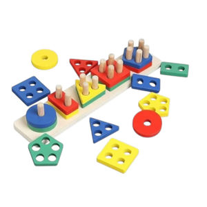 Jouet en bois Montessori pour trier et empiler les formes géométriques - Multicolore |   Améliore la résolution des problèmes, respectueux de l'environnement et sans danger pour les enfants - Product Image 1