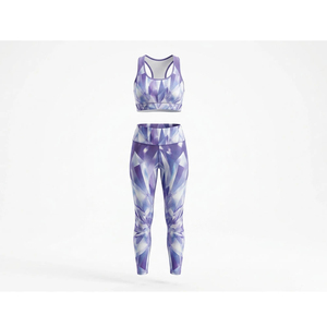 Ensemble de yoga 2 pièces pour femme, grande taille, avec logo frontal, respirant, taille élastique, léger, en polyester et élasthanne - Product Image 1
